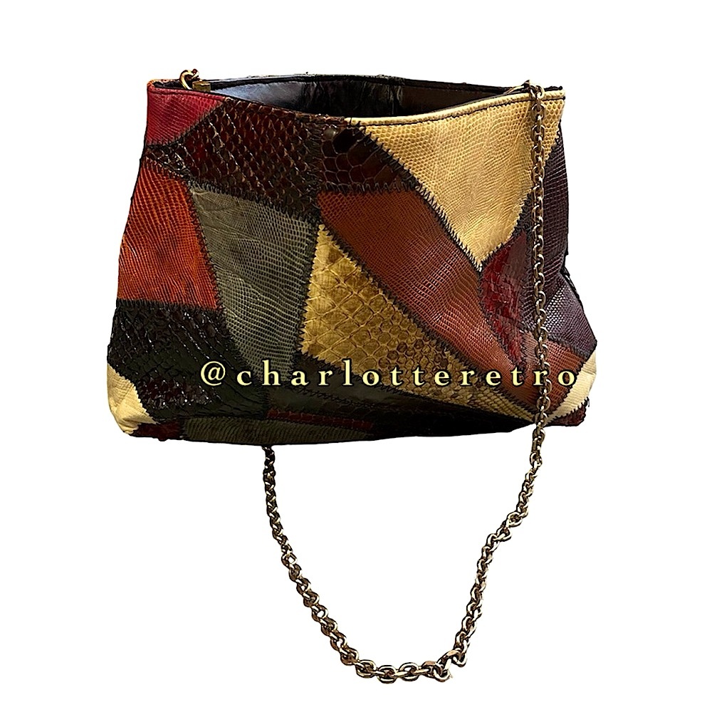 Vtg Caprice Original Patchwork Leather Clutch W C… - image 2